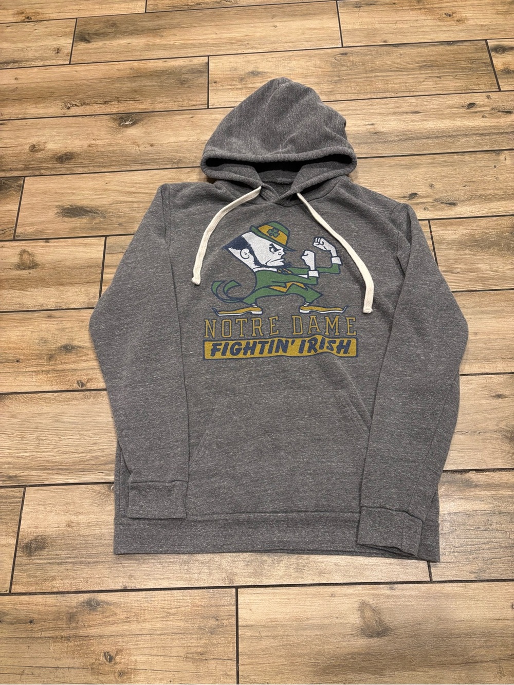 Y2K University of Notre Dame Fighting Irish Homefield Grey Graphic Hoodie Size M